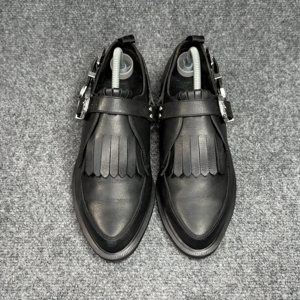 Dr. Martens Delylah Shoes‎ Women's 9 Black Leather Kiltie Silver Buckle Western
